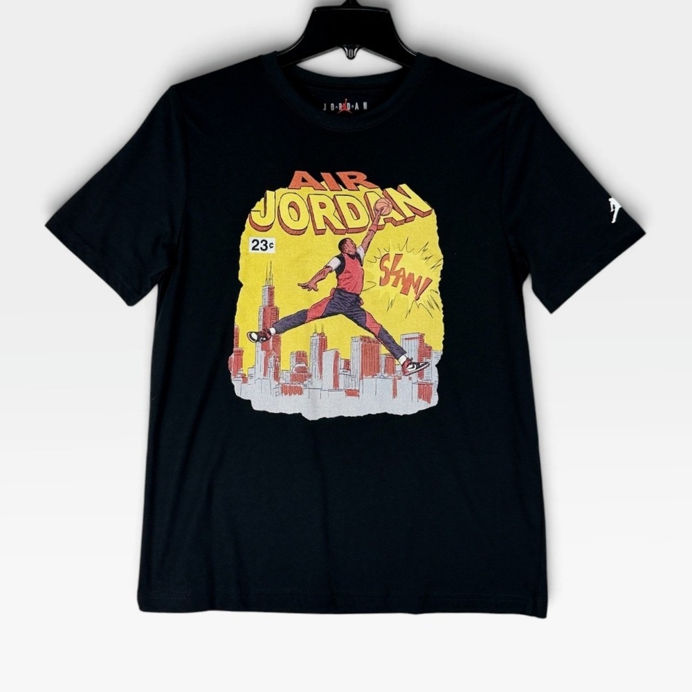 Jordan T-Shirt Comic Graphic Boys L Black Short Sleeve 95F315-023 NWT